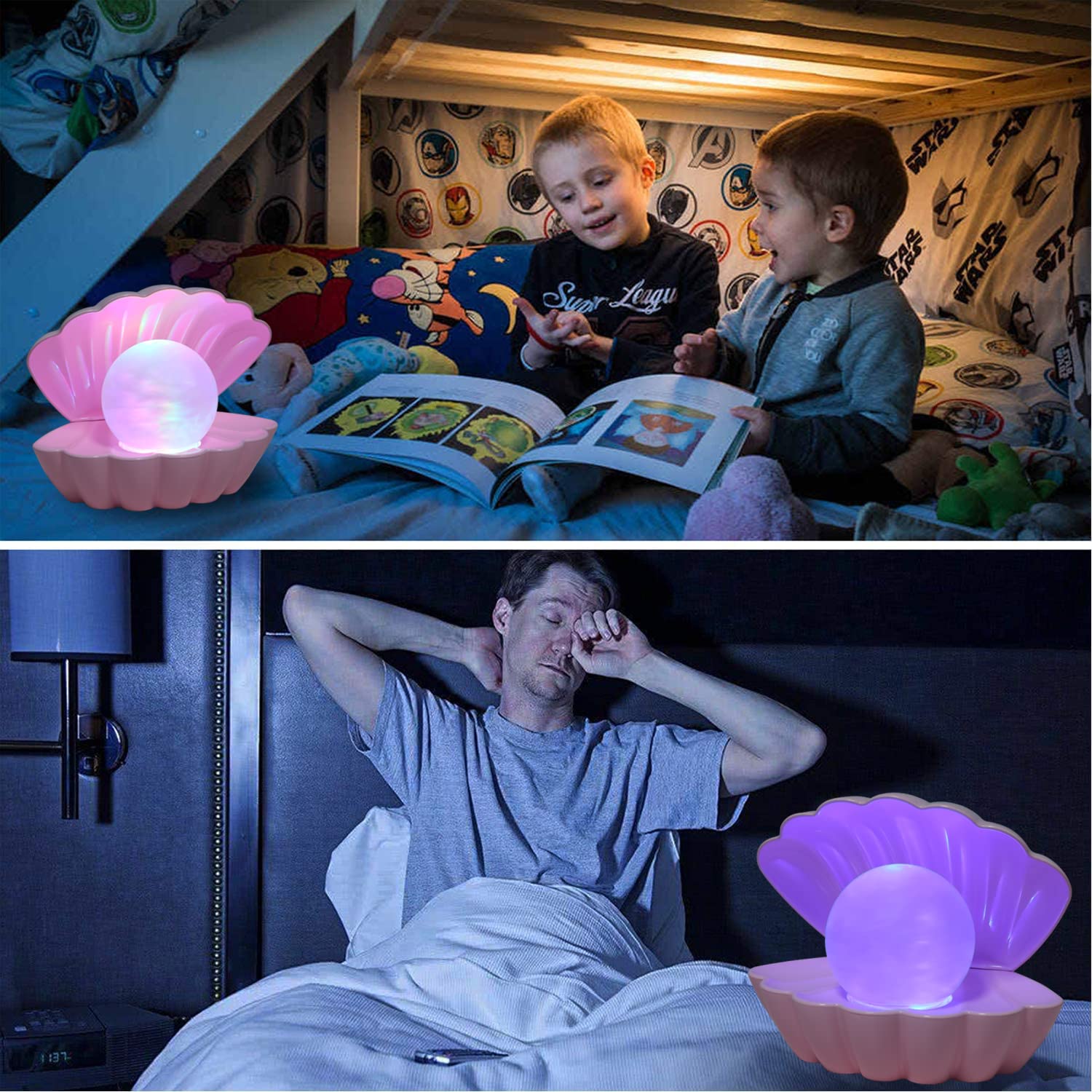 Amazon.co.jp : LKUA シェルパールビーチテーマナイトライト、RGB 8色